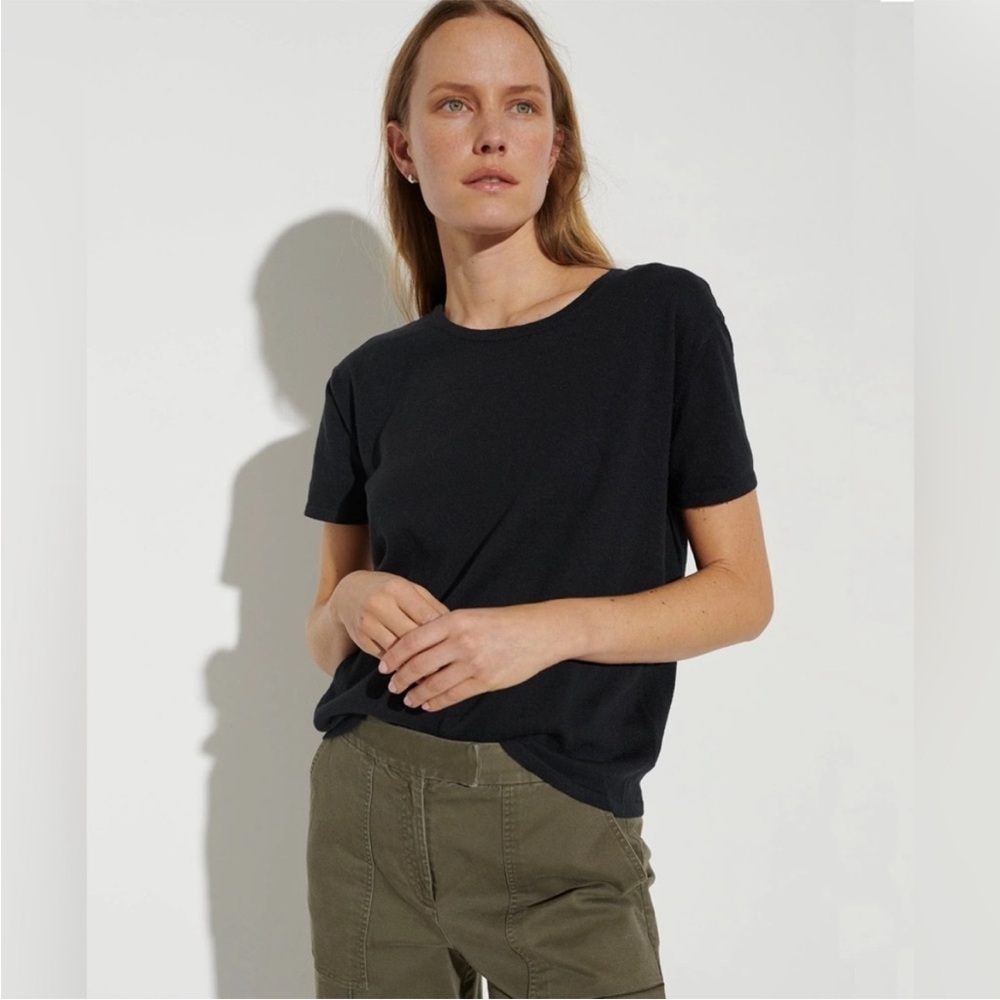 The Reset Everday Knit Tee Linen Blend Black Medium Short Sleeve Lightweight